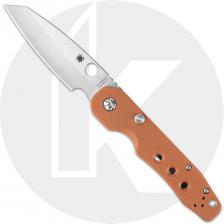 Spyderco Smock C240GPBOR Knife - Sprint Run - Satin CPM REX 121 Clip Point - Burnt Orange G10