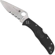 Spyderco Endela Lightweight - C243FPSBKBL - Thin Blue Line - Part Serrated - Black / Blue FRN