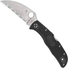 Spyderco C243FSWCBK Endela Wharncliffe - Serrated VG10 Wharncliffe - Black FRN - Lock Back