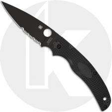 Spyderco Native Chief Lightweight C244PSBBK Knife - DLC Part Serrated CTS BD1N - Black FRN - USA Made