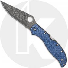 Spyderco Stretch 2 XL C258GFBLP Knife - Damascus - Blue Nishijin Glass Fiber Sprint Run