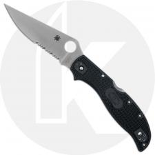 Spyderco Stretch 2 XL Lightweight C258PSBK - Part Serrated VG-10 - Black FRN - Back Lock Folder