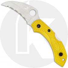 Spyderco Dragonfly 2 Lightweight Salt C28SYL2HB Knife - Serrated H-2 Hawkbill - Yellow FRN