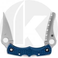 Spyderco Dyad Jr. Lightweight C39P&SCBL Knife - Sprint Run - CPM SPY27 Clip Blade and Serrated Sheepfoot - Cobalt Blue FRN