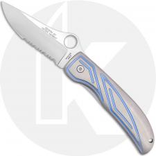 Spyderco Peter Herbst C53PS - Part Serrated 440C Drop Point - Titanium with Blue Accent - Discontinued Item - Serial Numbered -