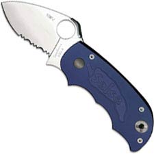 Spyderco Salsa Knife - C71BLPS - Part Serrated - Blue Aluminum Handle - Discontinued Item - Serial # - BNIB - Circa 2002