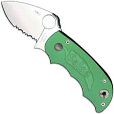 Spyderco Salsa Knife - C71GRPS - Part Serrated - Green Aluminum Handle - Discontinued Item - Serial # - BNIB - Circa 2002