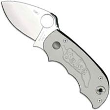 Spyderco Salsa Knife - C71TNP - Plain Edge - Tan (Gray) Aluminum Handle - Discontinued Item - Serial # - BNIB - Circa 2002