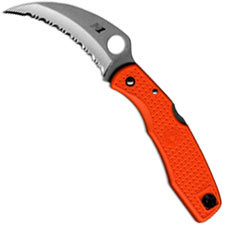 Spyderco SpyderHawk Salt Knife C77SOR 2018 Sprint Run Rust Proof H-1 Serrated Hawkbill Orange FRN - Discontinued Item  Serial #