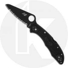 Spyderco C88SBBK2 Salt 2 Rust Proof Serrated Black Blade Black FRN Lockback Folding Knife