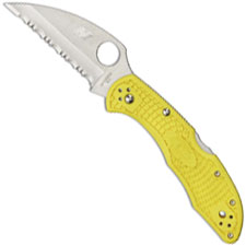 Spyderco Salt 2 Wharncliffe C88SWCYL2 Serrated Rust Proof Blade Yellow FRN Lock Back