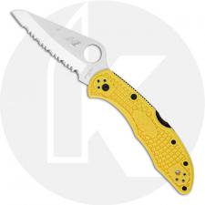 Spyderco C88SYL2 Salt 2 Rust Proof Serrated Blade Yellow FRN Lockback Folding Knife