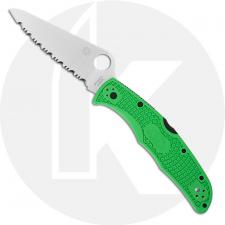 Spyderco Pacific Salt 2 Knife - C91FSGR2 - Serrated LC200N Drop Point - Green FRN - Lock Back