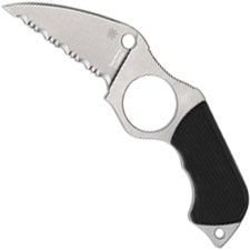 Spyderco Swick 5 Knife FB14S5 - Sal Glesser - Serrated LC200N Wharncliffe Fixed Blade - LARGE HOLE - Black G10 - Boltaron Sheath