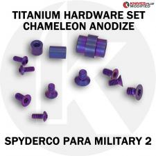 Titanium Hardware Replacement Screw Set for Spyderco Para Military 2 Knife - High Voltage Chameleon Anodize