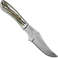 Silver Stag BS40 Buffalo Slab D2 Upswept Fixed Blade Knife with Antler Slab Handle USA Made