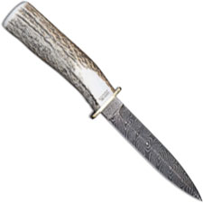 Silver Stag Damascus Dagger, Elk Stick Antler, SS-DDG50