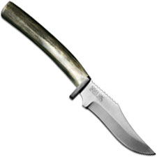 Silver Stag MS425ES Mule Stag D2 Upswept Fixed Blade Knife with Elk Stick Antler Handle USA Made