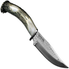 Silver Stag SSH60 Hunter Tool Steel Upswept Fixed Blade Knife with Antler Crown Handle USA Made