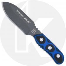 TOPS Knives Baghdad Bullet Knife BAGD-03 - Tactical Grey 1095 - Blue / Black G10