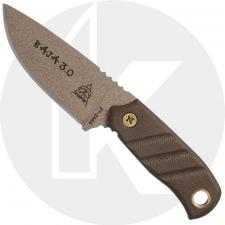 TOPS Knives Baja 3.0 Knife BAJA-03 - Coyote Tan 1095 Drop Point - Green Micarta - USA Made