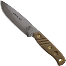 TOPS Knives Baja 4.5 Knife BAJA-4.5 - Black River Wash 1095 Steel Drop Point - Green Micarta