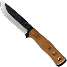 TOPS Knives / Brothers of Bushcraft BOB Fieldcraft Knife BROS-01 - Black 1095 Steel Blade - Tan Micarta