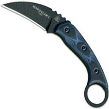TOPS Knives Devils Claw 2 Karambit DEVCL-02 - Black Traction Coated 1095 Steel - Blue / Black G10 with Ring Pommel - USA Made