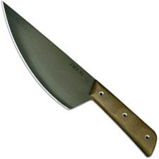TOPS Knives Frog Market Special XL Knife FMS-XL - Steven Dick Camp / Kitchen Knife - Black River Wash 1095 Steel - Green Canvas