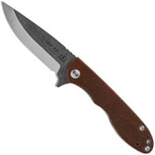 TOPS Knives Mini Scandi Folder MSF 4.0 - Tumble Finish Drop Point - Tan Canvas Micarta Flipper Knife