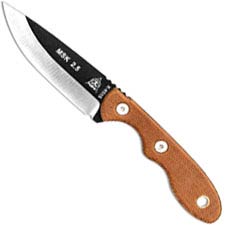 TOPS Knives Mini Scandi Knife MSK-2.5 - Bushcraft Neck Knife - Black 1095 - Tan Canvas Micarta - USA Made