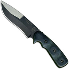TOPS Knives Mountain Lion Knife MTLN-01 - Black Traction Coat 1095 Recurve - Green and Black G10