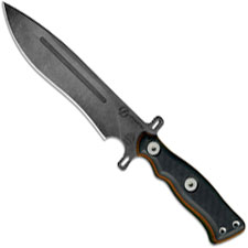 TOPS Knives Operator 7 Knife OP7-01 - Acid Rain 1075 Recurve - Tan Canvas Micarta and Black G10