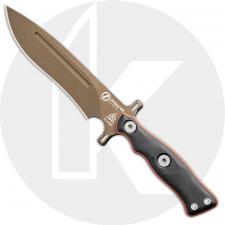 TOPS Knives Operator 7 Knife OP7-03 - Midnight Bronze 1075 - Tan Micarta / Black G10