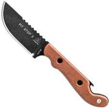 TOPS Knives PSK Pit Stop 3 Knife PSK-01 - Black Traction Coated 1095 - Tan Canvas Micarta - USA Made