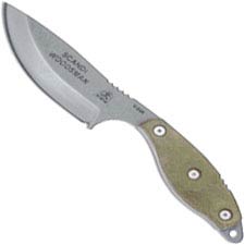 TOPS Knives Scandi Woodsman SWOOD-3.5 - Tumble Finished 1095 - Green Canvas Micarta - USA Made