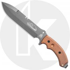 TOPS Knives Tahoma Field Knife TAHO-03 - Andy Tran - Tungsten Cerakote 1095 Double Edge - Tan Micarta