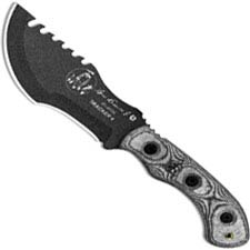 TOPS Knives Mini Tom Brown Tracker 4 TBT-040 - Black Traction 1095 Steel Blade - Black Linen Micarta
