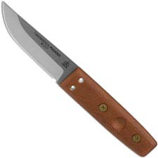 TOPS Knives Tanimboca Puukko TPUK-01 - Tumble Finish 1095 Steel Blade - Tan Canvas Micarta