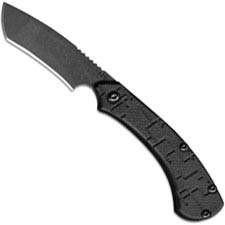 TOPS Knives Tac-Raze Knife TRAZ-01 - Leo Espinoza Friction Folder - Tumble Finish 1095 Steel - Modified Tanto with Lever - Black