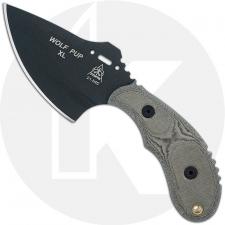 TOPS Knives Wolf Pup XL WP011 - Black Traction Coated 1095 - Black Linen Micarta - USA Made