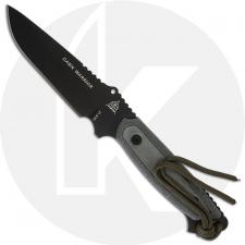 TOPS Knives Dawn Warrior DW-33 - Black 1095 Hunters Point - Black Linen Micarta - USA Made