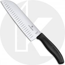 Victorinox Swiss Classic 6.8523.14 Santoku Knife - 7 Inch Fluted Granton - Black TPE