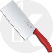 Victorinox Swiss Classic 6.8561.18G Chinese Style Chefs Knife - 7 Inch Cleaver - Red TPE
