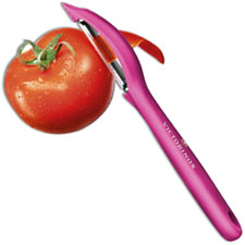 Victorinox 7.6075.5 Universal Peeler Pivoting Serrated Head Pink Polypropylene Frame