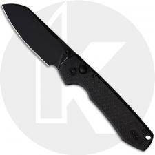 Vosteed Raccoon Button Lock A0417 Knife - Black Stonewash 14C28N Cleaver - Black Micarta