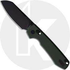 Vosteed Raccoon Crossbar Lock A0519 Knife - Black Stonewash 14C28N Cleaver - Green Micarta