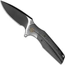 We Knife Company 707A Nitida Frame Lock Flipper Knife Black Stonewash Blade Gray Ti Handle