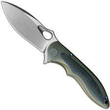 WE Knife 716D Zephyr EDC Stonewash Drop Point Frame Lock Flipper Brown Ti and Carbon Fiber