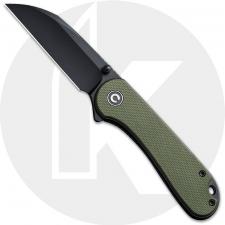 CIVIVI Elementum C18062AF-2 Knife - Black Nitro-V Wharncliffe - OD Green G10 - Flipper Folder